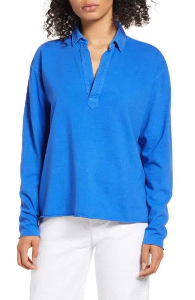 Frank & Eileen Heritage Jersey Popover Henley In Blue