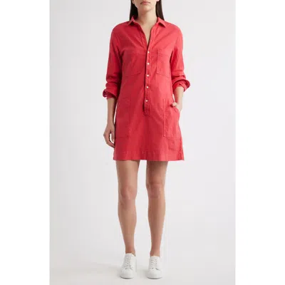 Frank & Eileen Ireland Patch Pocket Long Sleeve Shirtdress In Red