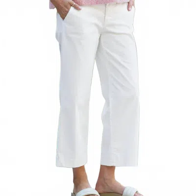 Frank & Eileen Italian Wide Leg Chino Trousers In White Twill