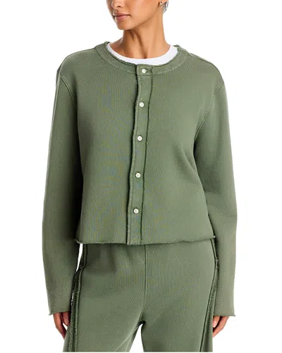 Frank & Eileen Jackie Cotton Sweatshirt Cardigan In Green