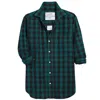 Frank & Eileen Barry Tailored Button Up Flannel Shirt In Green Black Check