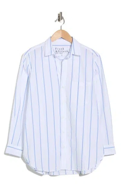 Frank & Eileen Joedy Boyfriend Stripe Button-up Shirt In Blue