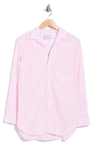 Frank & Eileen Joedy Grid Cotton Boyfriend Shirt In Pink