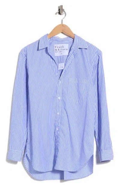 Frank & Eileen Joedy Striped Cotton Boyfriend Shirt In Blue
