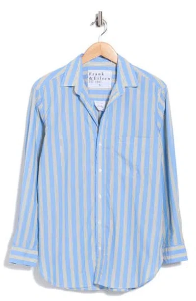 Frank & Eileen Joedy Striped Cotton Boyfriend Shirt In Blue