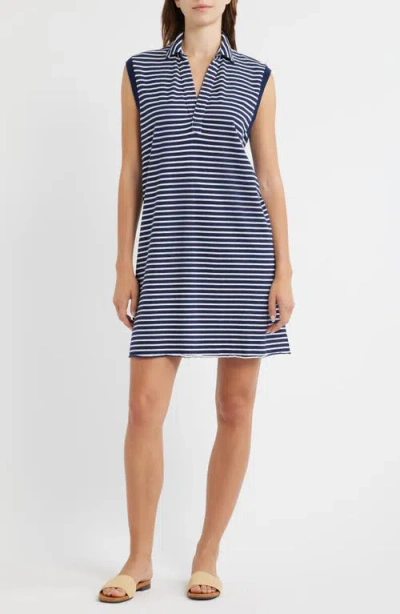 Frank & Eileen Lily Stripe Cotton Knit Minidress In Blue
