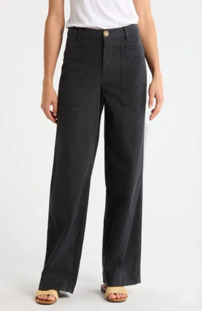 Frank & Eileen Limerick Pocket Wide Leg Pants In Black