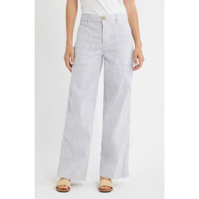 Frank & Eileen Limerick Stripe Wide Leg Pants In Blue