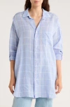 Frank & Eileen Linen Button-up Shirt In Blue