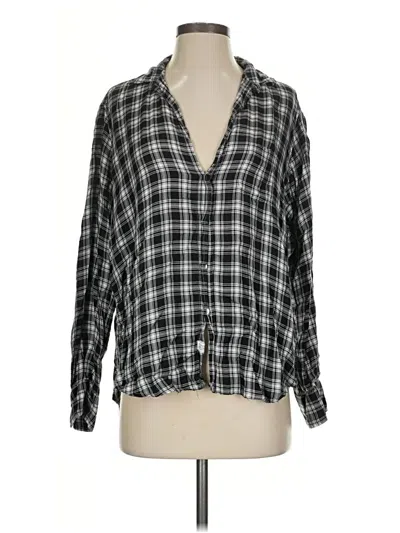 Pre-owned Frank & Eileen Long Sleeve Blouse In Black