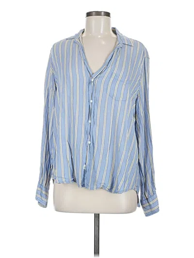 Pre-owned Frank & Eileen Long Sleeve Blouse In Blue
