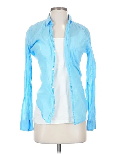 Pre-owned Frank & Eileen Long Sleeve Blouse In Blue