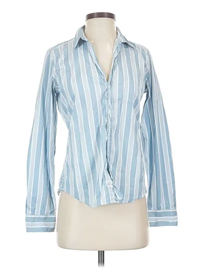 Pre-owned Frank & Eileen Long Sleeve Blouse In Blue