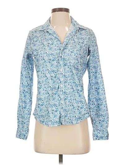 Pre-owned Frank & Eileen Long Sleeve Blouse In Blue