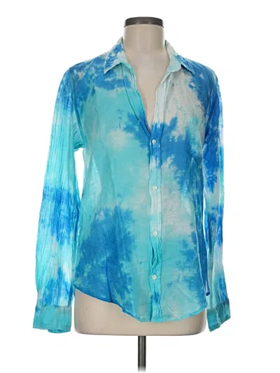 Pre-owned Frank & Eileen Long Sleeve Blouse In Blue