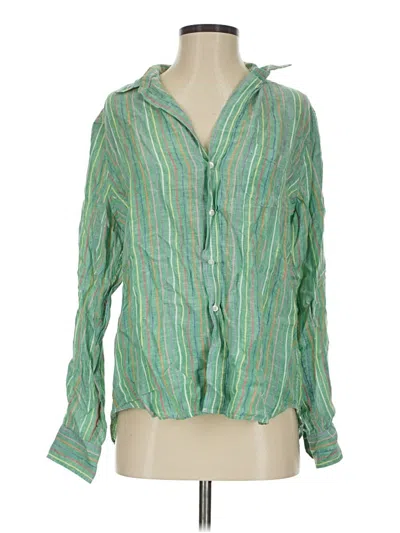 Pre-owned Frank & Eileen Long Sleeve Blouse In Green