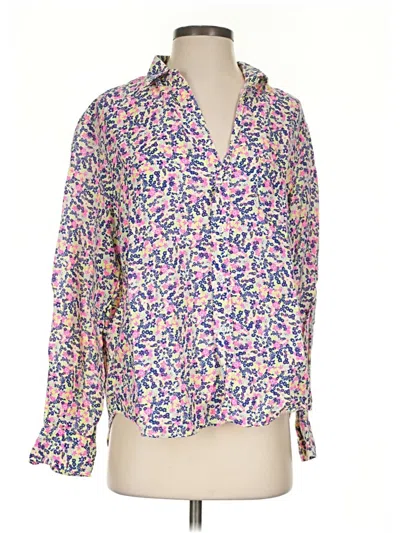 Pre-owned Frank & Eileen Long Sleeve Blouse In Pink