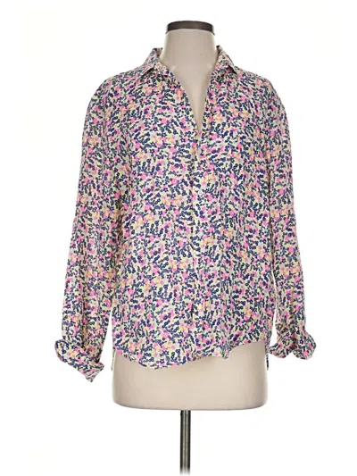 Pre-owned Frank & Eileen Long Sleeve Blouse In Pink