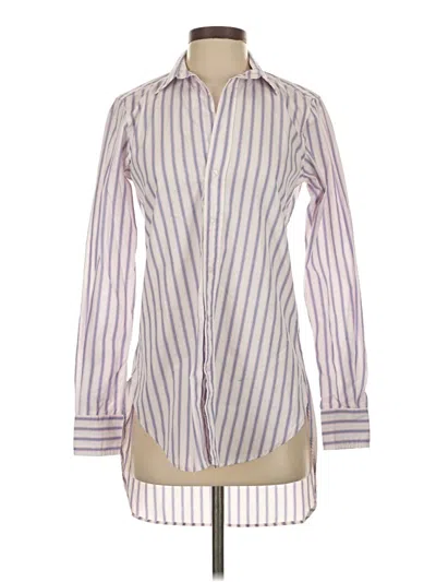 Pre-owned Frank & Eileen Long Sleeve Blouse In Purple