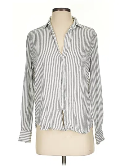 Pre-owned Frank & Eileen Long Sleeve Blouse In Silver