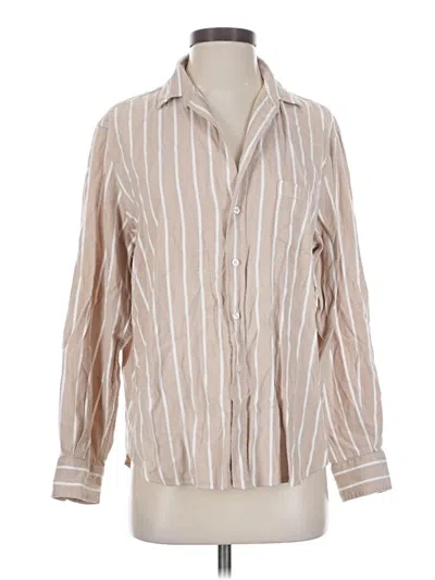 Pre-owned Frank & Eileen Long Sleeve Blouse In Tan
