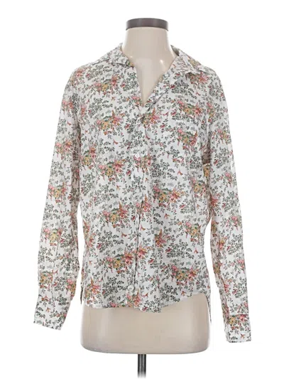 Pre-owned Frank & Eileen Long Sleeve Blouse In White