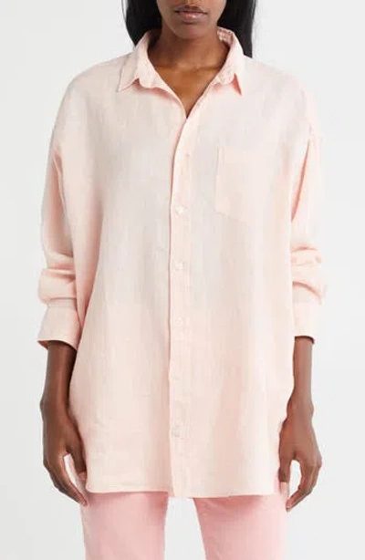 Frank & Eileen Mackenzie Oversize Linen Button-up Shirt In Orange