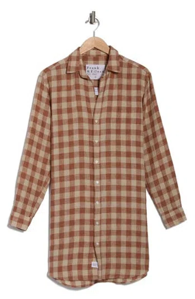 Frank & Eileen Mary Classic Long Sleeve Linen Shirtdress In Brown