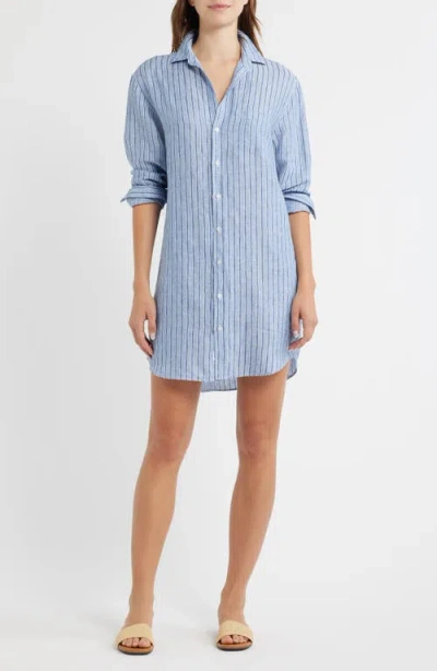 Frank & Eileen Mary Classic Long Sleeve Shirtdress In Blue