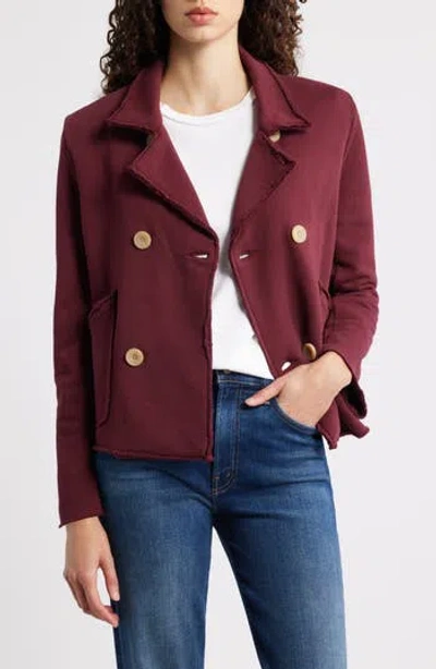 Frank & Eileen Mini Belfast Crop Knit Peacoat In Burgundy