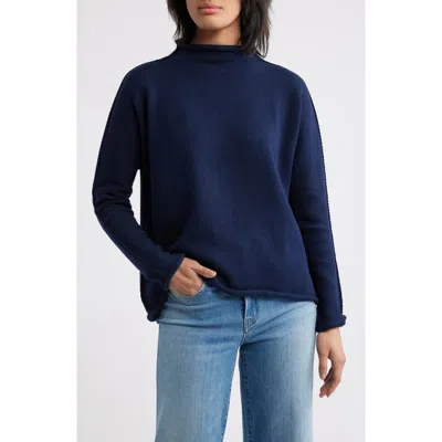Frank & Eileen Monterey Funnel Neck Sweater In Blue
