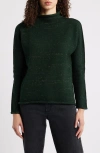 Frank & Eileen Monterey Stripe Cotton Funnel Neck Sweater In Green