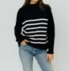 Frank & Eileen Monterey Stripe Sweater In Navy With Ivory In Black