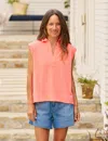 Frank & Eileen Olivia Popover Collar Tank In Wild Strawberry In Pink
