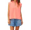 Frank & Eileen Olivia Popover Collar Tank In Wild Strawberry In Pink