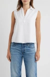 Frank & Eileen Sleeveless Collared Top In Blue