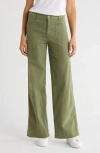 Frank & Eileen Patch Pocket Wide Leg Pants In Green