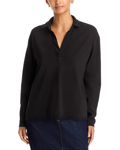 Frank & Eileen Patrick Cotton Collared Sweatshirt In Black