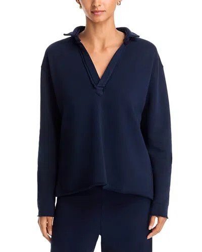 Frank & Eileen Patrick Cotton Collared Sweatshirt In Blue