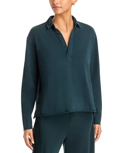 Frank & Eileen Patrick Cotton Collared Sweatshirt In Gray