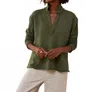 Frank & Eileen Patrick Popover Henley Top In Caper Terry In Brown