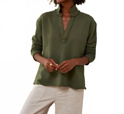 Frank & Eileen Patrick Popover Henley Top In Caper Terry In Brown