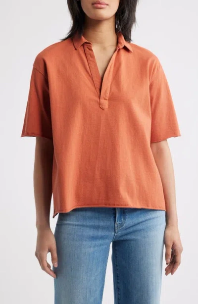 Frank & Eileen Patty Popover Henley Top In Orange