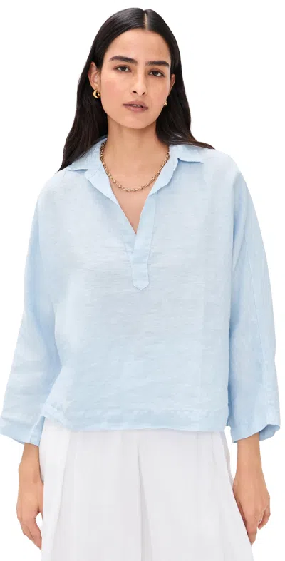 Frank & Eileen Popover Collared Shirt French Blue Linen