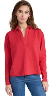 Frank & Eileen The Patrick Popover Henley Top In Crimson In Double Decker Red