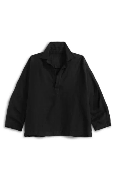 Frank & Eileen Popover Linen Shirt In Black