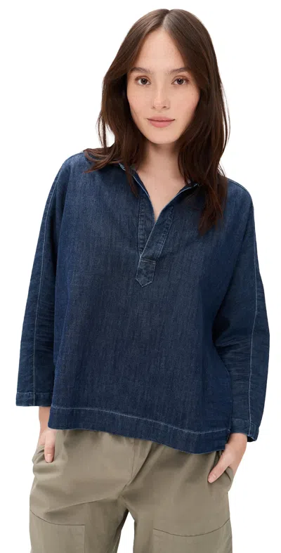 Frank & Eileen Popover Shirt Vintage Dark Wash In Blue
