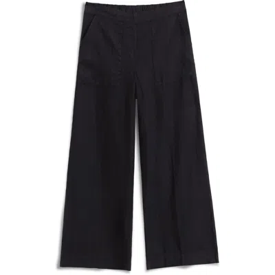 Frank & Eileen Pull-on Linen Pants In Black