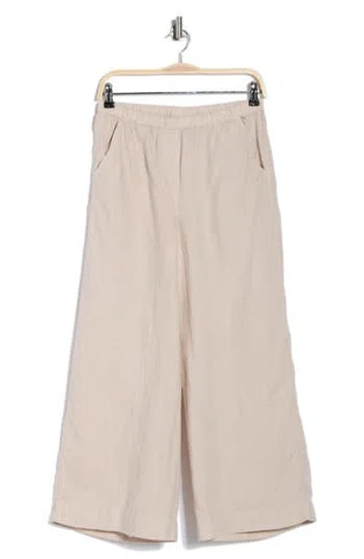 Frank & Eileen Pull-on Wide Leg Cotton Pants In Neutral