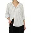 Frank & Eileen Relaxed Button Up Shirt In Wide White & Blue Stripe In White